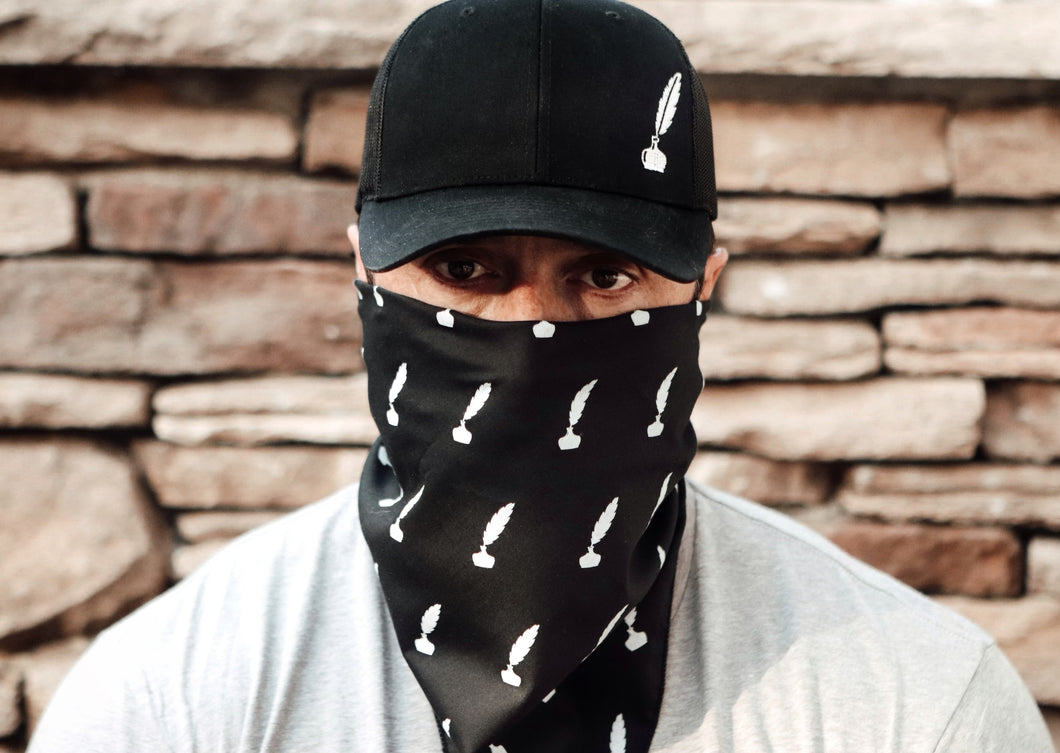 Inkwell and Quill Pen Bandana (Black)