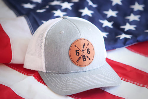 56B Leather Patch Hat (heather grey and white)