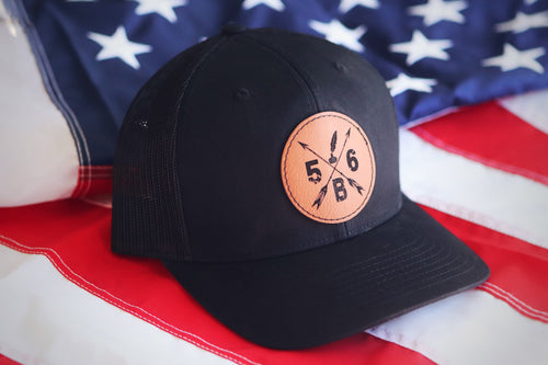 56B Leather Patch Hat (solid black)